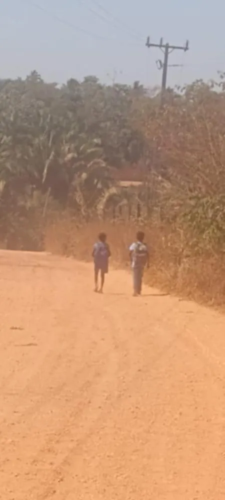 A imagem da semana. Em Praia Norte, alunos voltando a pé da escola debaixo de poeira é a representação fiel do descaso com a educação 